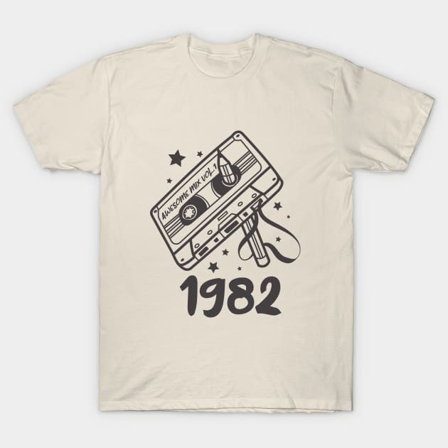 Awesome Mix Vol. 1 1982 Cassette Tape Vintage T-Shirt by Nessanya